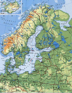 Большая карта Скандинавии